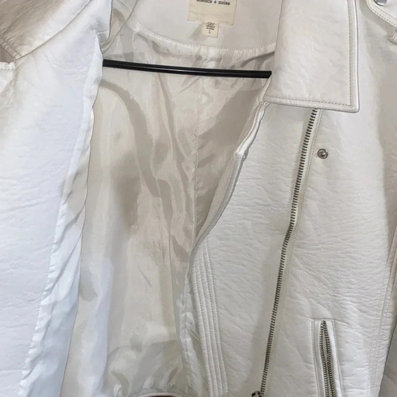 Anthropologie Silence + Noise Cream Faux Leather Jacket Size Large - Picture 10 of 13